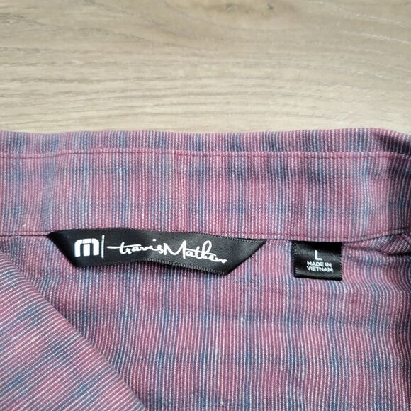 Travis Mathew Shirt Mens Large Red Blue Golf Normcore Classiccore Preppy Casual - Picture 3 of 7